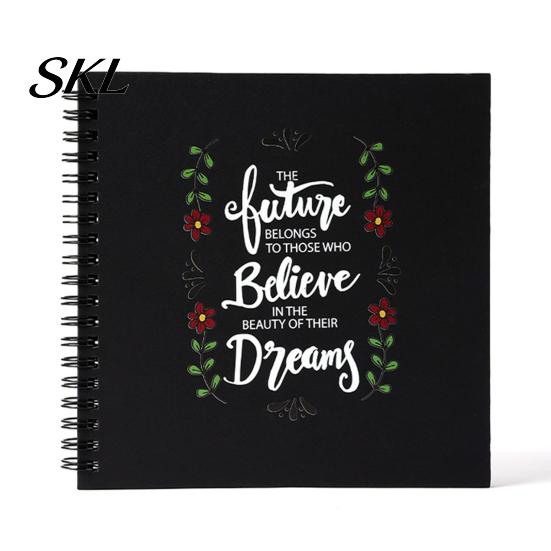 Family Photo Album Album, 6 Inch Cardboard with Black Paper Pages for DIY Memory Handmade Scrapbook Keeping, Portable Vintage Travel Celebrations,