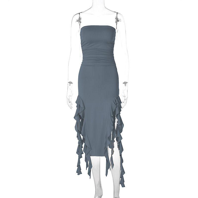 Fashion Style Women's Clothing 2024 Summer New Fashion Sexy Stylish Wrapped Chest Irregular Dress