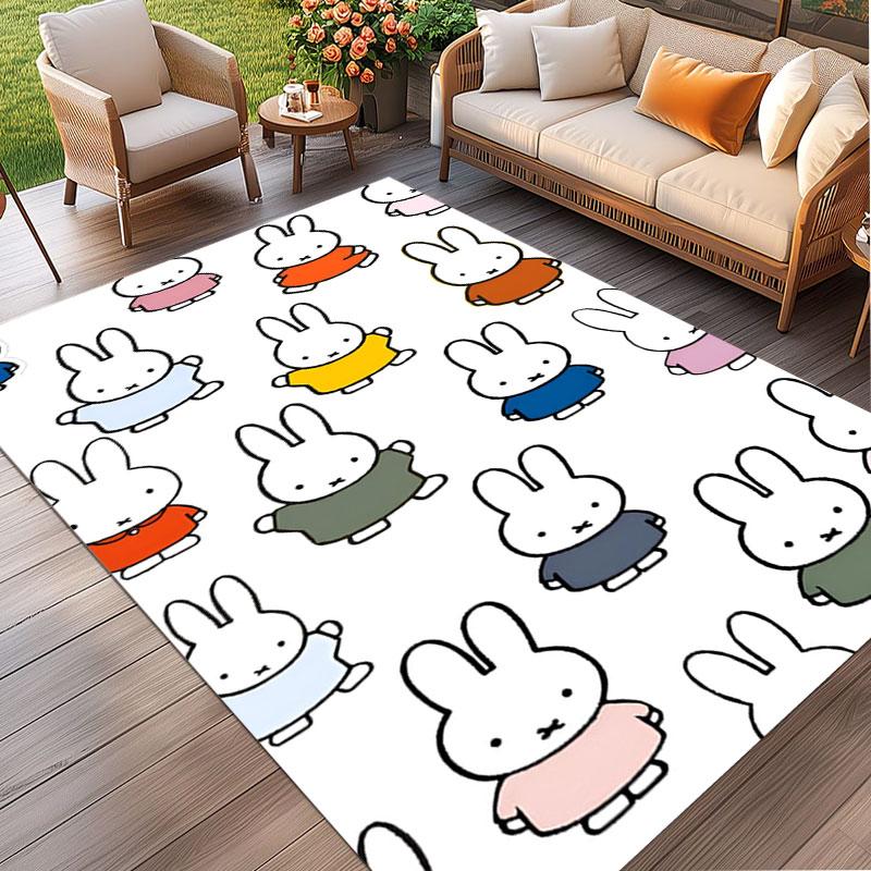 Miffy Print Rug, Washable Floor Carpet, For Entryway Dorm Laundry Room Office Study, Home Decor Birthday Christmas Gift
