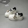 Leather Thick-soled Ugly Cute Big-headed Muffin Little White Shoes Women's 2025 Autumn New Height-increasing Versatile Lightweight Casual Board Shoes