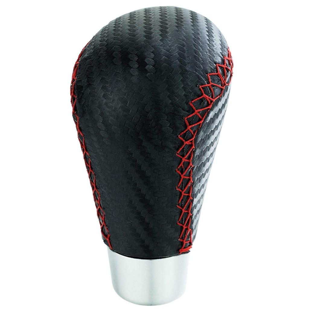 Lunsom R-Form Schaltknauf Leder Schaltknauf Universal Auto Manuell Auto (Rote Nähte)