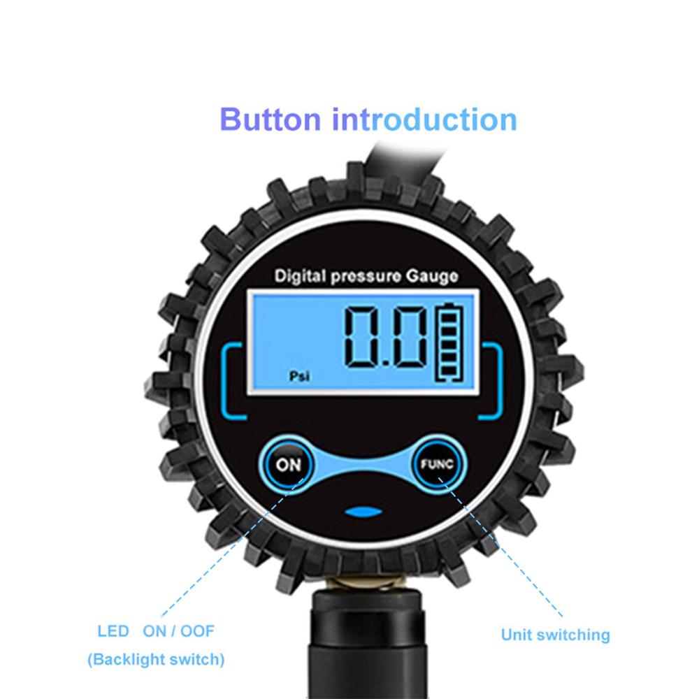 200PSI LCD Digital Car Tire Inflator with Pressure Gauge Air Chuck Tire Tester Pressure Gauge for Car Motorcycle Truck Bike
