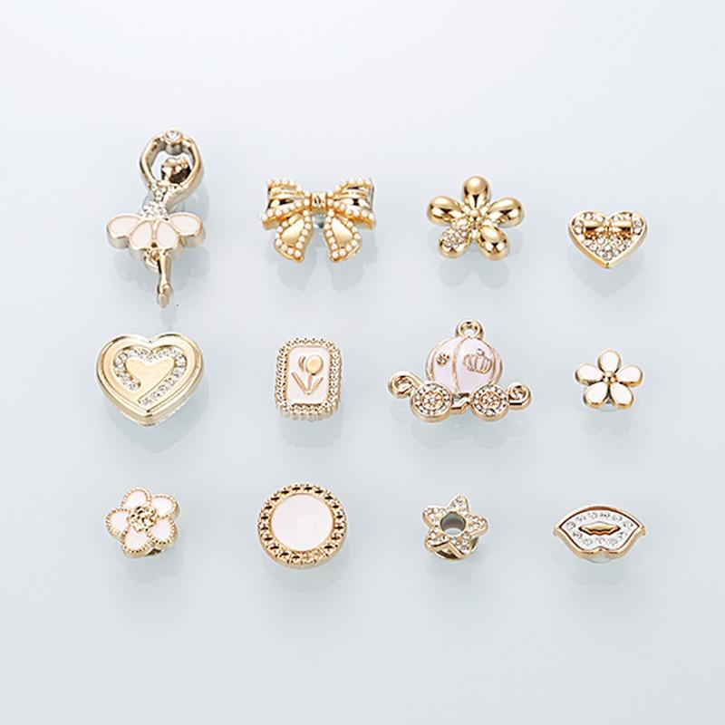 

Набор из 12 роскошных шармов для обуви, аксессуары, пряжка для обуви с отверстиями, золотистый винтажный страз, балерина, украшения для обуви DIY для сумки Bogg