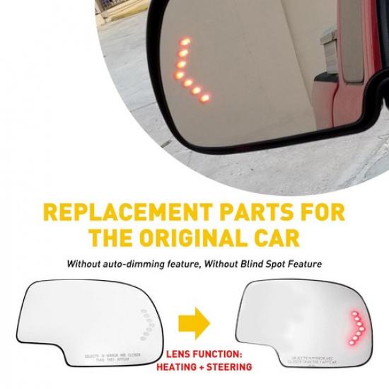 Mirror Glass Heated Turn Left Signal Right Fit Side Chevy GMC 03-2007 Cadillac