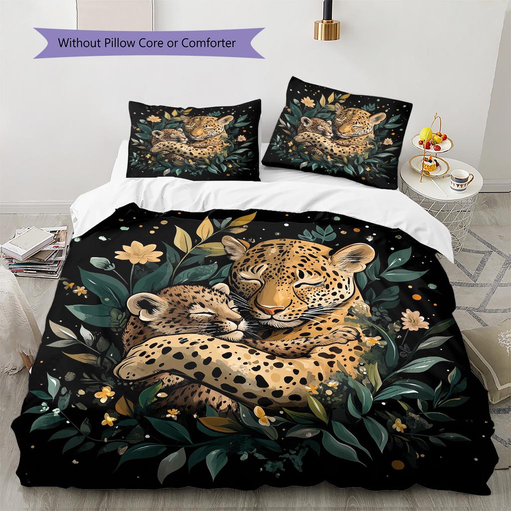 Hugging Animals  Pattern Bedding Quilt Set Quilt Cover Pillowcase Home Decoration  Gift (1 * duvet cover + 2 * pillowcase, without core)