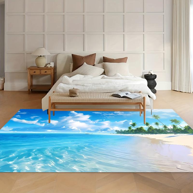 Tropical Beach Door Mat & Rugs Washable Carpets for Living Room Entryway & Kitchen Pet-Friendly Floor Mat Home Decor Alfombra