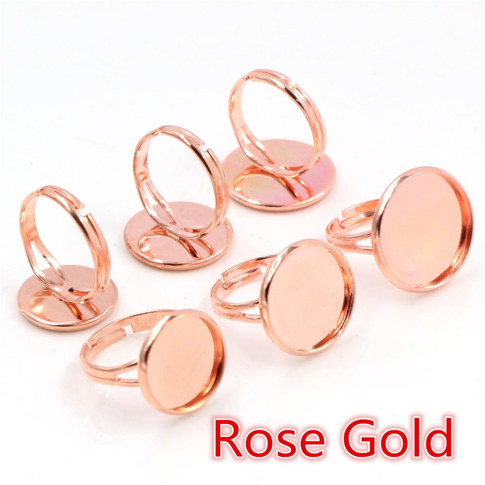 14mm-16mm-18mm 10pcs Rhodium Gold Silver Plated 8 Colors Brass Adjustable Ring Settings Blank,Fit 14-18mm Glass Cabochons Bezels