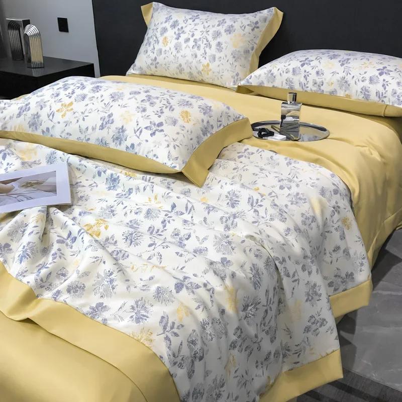 Tencel air conditioner quilt 4-piece summer washable silk summer cool quilt thin sleeping naked ice silk summer quilt