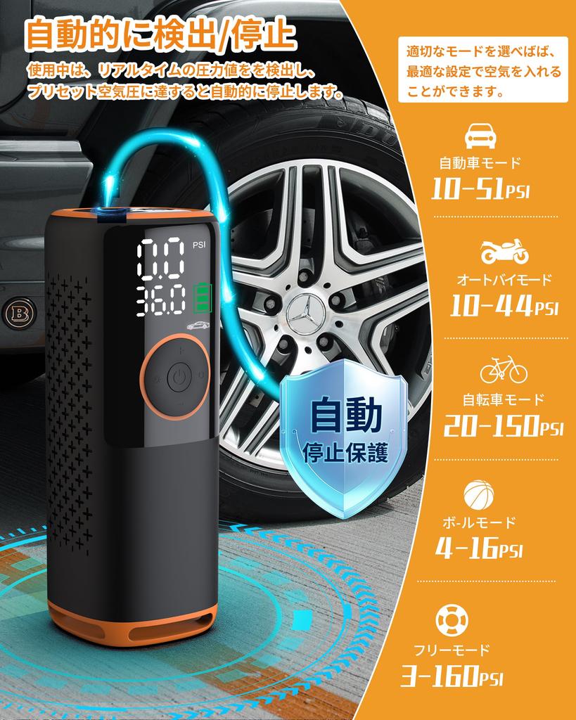 Electric Tire Pump for and Cars Max Rechargeable Tire Air Pump for Compatible with and British and Inflatable Tube with Flashlight and Auto Bicycles,