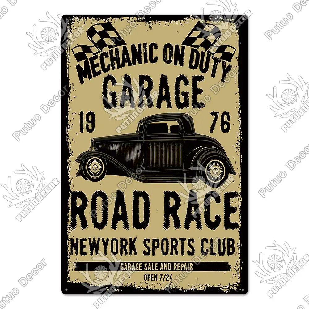 Metalowy Znak Ścienny Garage Bar, Tabliczka Dekoracyjna Wnętrza Samochodu 20x30cm