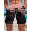 Men's Ocean Coconut Tree Print Beach Shorts Summer Vacation Surfboard Shorts Casual Classic Quick Dry Shorts