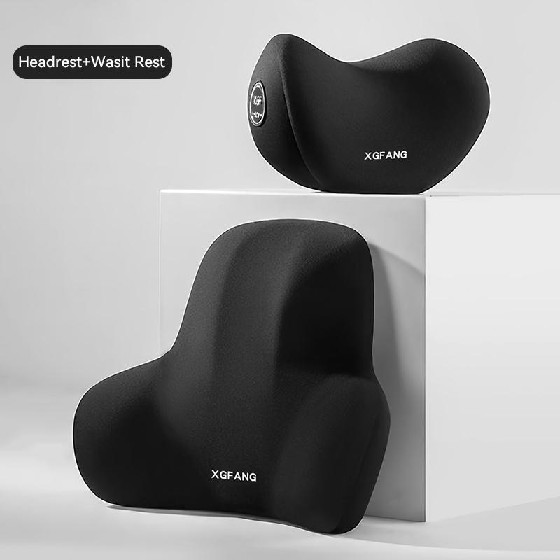 Car Seat Neck Pillow & Lumbar Support Pillow Set, U-shaped Design Headrest Waist Rest for Office Chair and Gaming Chair