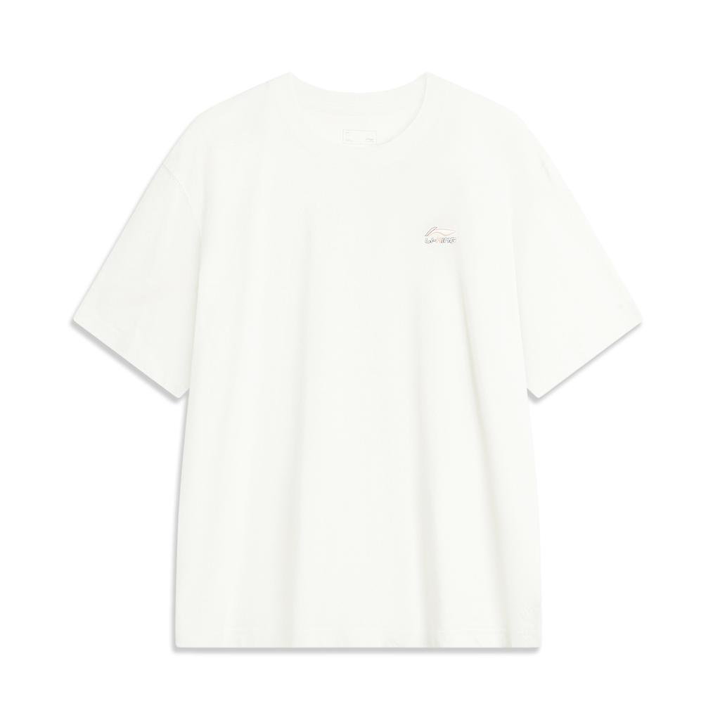 Li-Ning Comfortable Round Neck Casual Simple Loose Pullover Breathable Short Sleeve T-Shirt Men Tops Off-White AHSU627-3