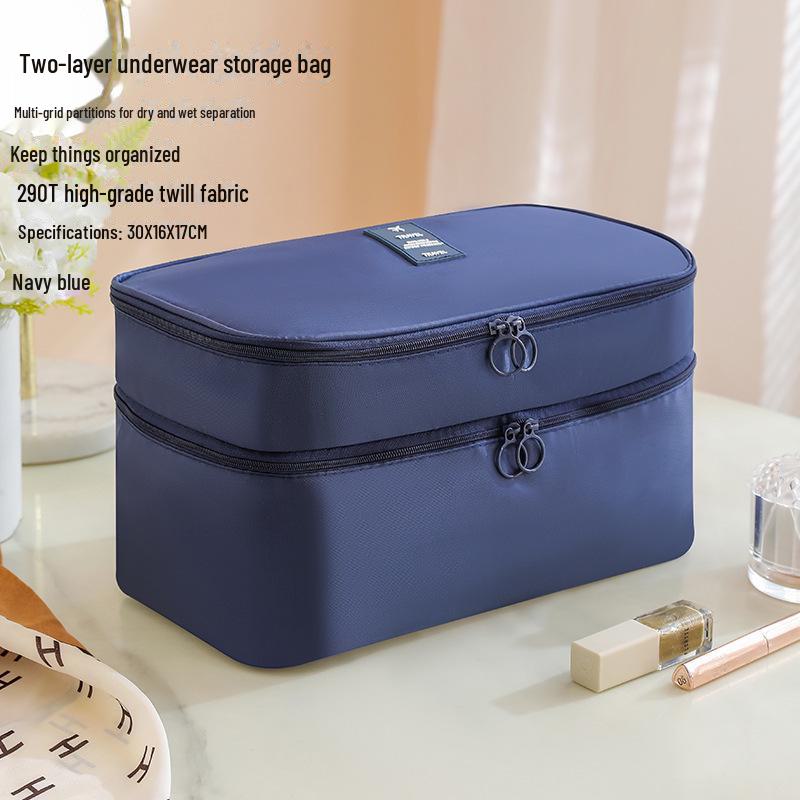 

Двухслойный дорожный органайзер для нижнего белья, носков, бюстгальтеров и аксессуаров two-layer серый