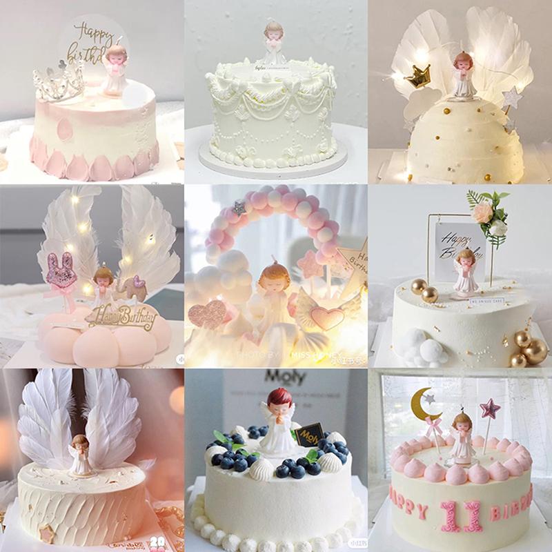 Adornos para Pastel de Plumas de Ángel para Boda, Fiesta de Cumpleaños, Decoración para la Parte Superior del Pastel