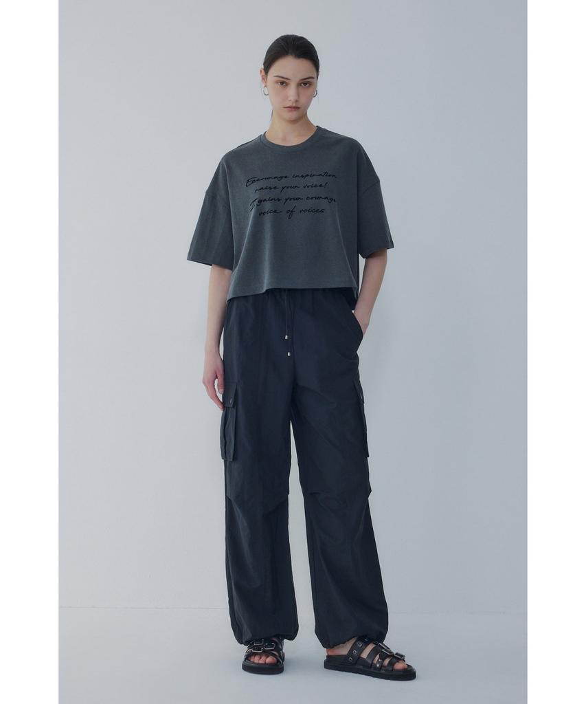 Bobeu String Detail Nylon Cargo Pants_Black 7156230010