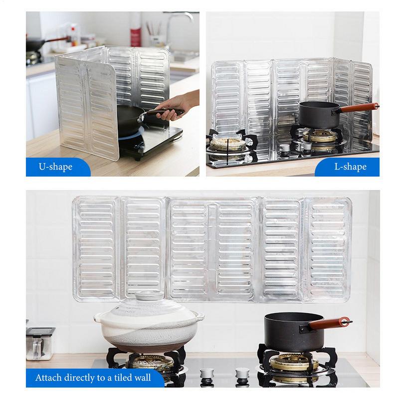 Faltbarer Antihaft-Aluminiumfolien-3-seitiger Ölspritzschutz Öl-Spritzschutz Schutzschirm Haushaltsküchenzubehör