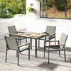 Five-Piece Metal Dining Set, with Glass-Top Table - Khaki