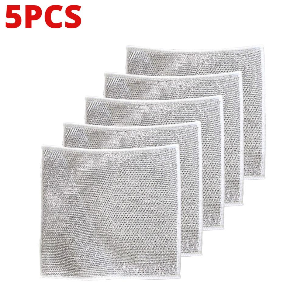 1-10PCS Multipurpose Wire Miracle Cleaning Cloths Reusable Kitchen Dishcloth Rags Non Stick Magic Dish Towel Cleaning Tools