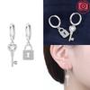 Authentic copper Fourleaf Shamrock Colored Earring Blue Zircon Snowflake Key Lock Earring Jewellery Fine Anniversary Gift Set