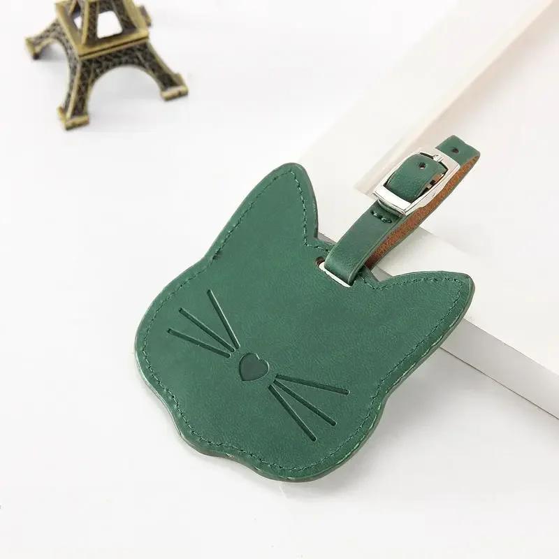 1Pc Cute Cartoon Cat Cute Luggage Tag Women Men PU Leather Suitcase Tag ID Address Label Baggage Boarding Tag Luggage Tags