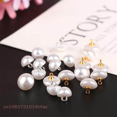 10 Pcs 10mm/12mm Mushroom Faux Plastic Shirt Semicircle Pearl Buttons Shank Button For Clothing Decorative Mini Sewing DIY