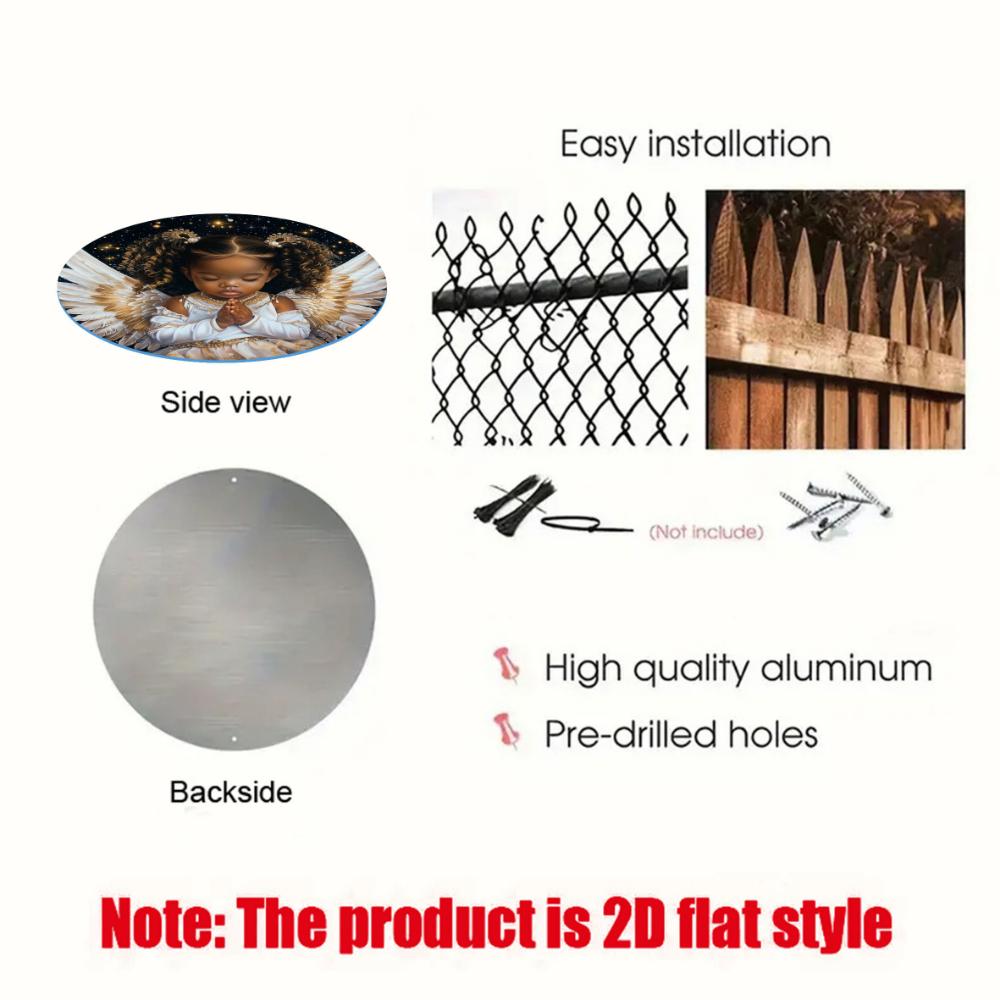 One Piece Angel Baby Rundes Aluminium-Wandschild - Klassischer Stil, Mehrzweck-Dekoplatte 8x8 Zoll - Wetterbeständig