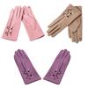 Embroidery Kitten Gloves Female Winter Warm Gloves Thicken Plush Gloves Windproof Women Mittens Outdoor Sports Gloves