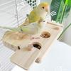 Parrots Entertainment Platform With Wood Construction Wooden Bird Foraging Puzzle Toy Cage-Mounted Enrichment Play Stand