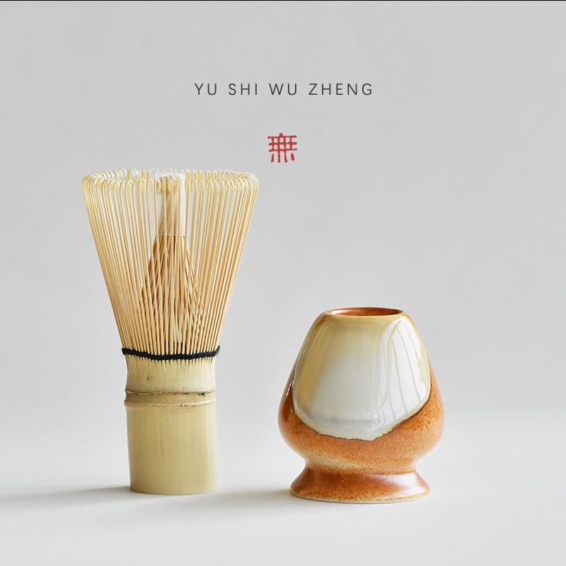 Japanese Style Coarse Pottery Chasen Holder Creative Hyakumangoku Matcha Brush Stand Tea Ceremony Accessory Soda Glazed