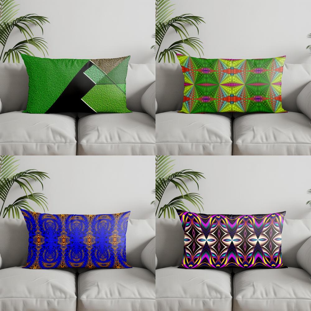 Home Decor Colorful Geometric Pattern Pillow Suitable For Sofa Bedroom Car Pillow Cover Cushion Rectangular Back Cushion