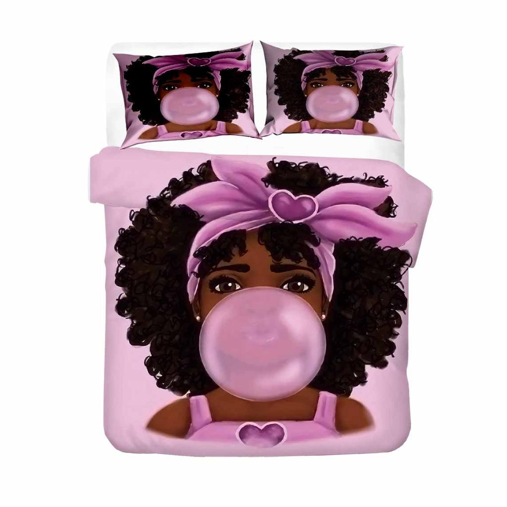 Comforter Fashion Girls Beddings Adults Bedroom Comforter Set Twin Size135X200 Single Bedclothes African Girl Bad Set