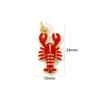 1 Piece Brass Ocean Jewelry Charms 18K Gold Plated Red Enamel Lobster 3D Pendant For DIY Necklace Jewelry Making