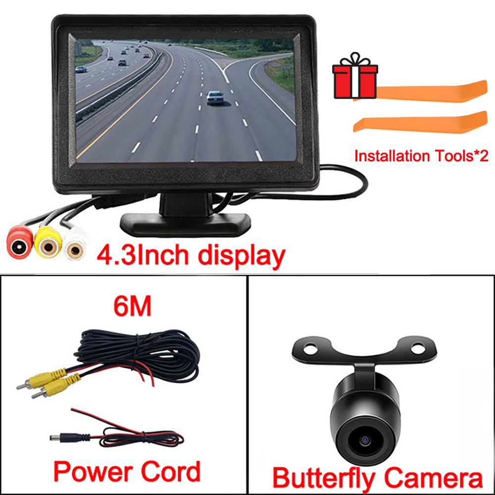 Rear View Camera for Vehicle 4.3Inch Monitor Screen Reversing Camera for Car Dvr Parking System Car Assecories Free Crowbar Tool