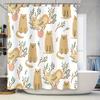 Cute Cat Shower Curtain Decor with Flower Pot Trees Animal Print Home Textiles for Bathroom Decoration Waterproof Fabric Waterco