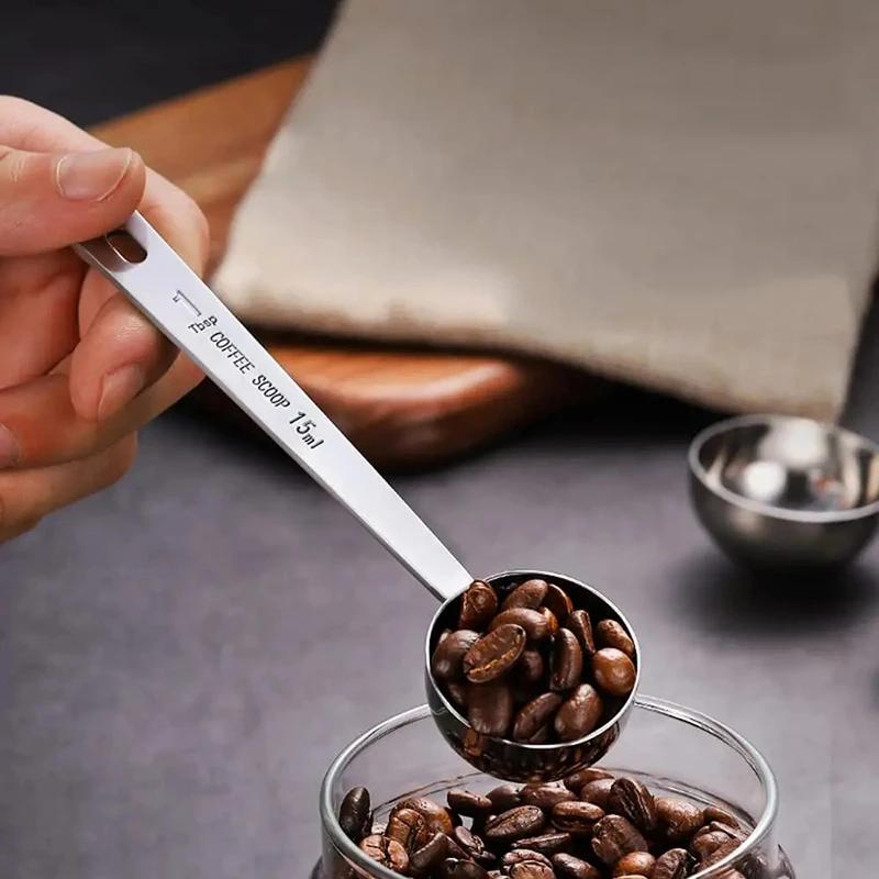 Stainless Steel Coffee Scoop, Tablespoon Measuring Spoon Long Handle Coffee Spoon for Kitchen Cafe Making