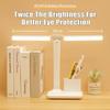 LED-Doppelkopf-Schreibtischlampe mit Halterung, wiederaufladbare USB-Tischlampe, einstellbare Helligkeit, Augenschutz, Schreibtischleuchte, Touch-Dimmung, Tischleuchte