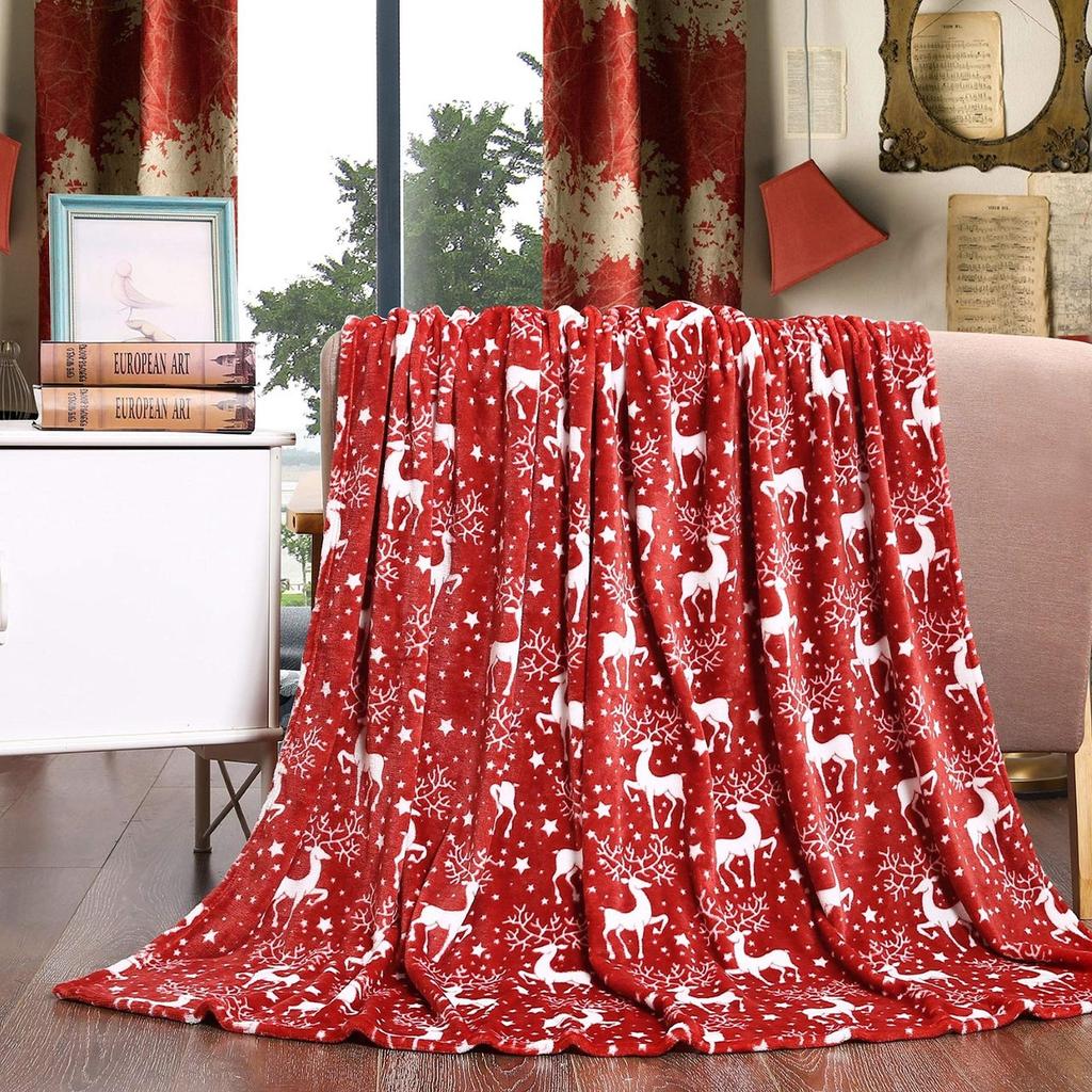 Christmas Blanket Soft Flannel Warm Plush Holiday Decoration Blanket Winter Comfortable Sofa Blanket S135