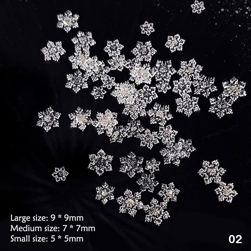 50pcs Christmas Sparkling White Transparent Snowflake Nail Charms Accessories Glitter Resin Snow Nail Decoration For Manicure