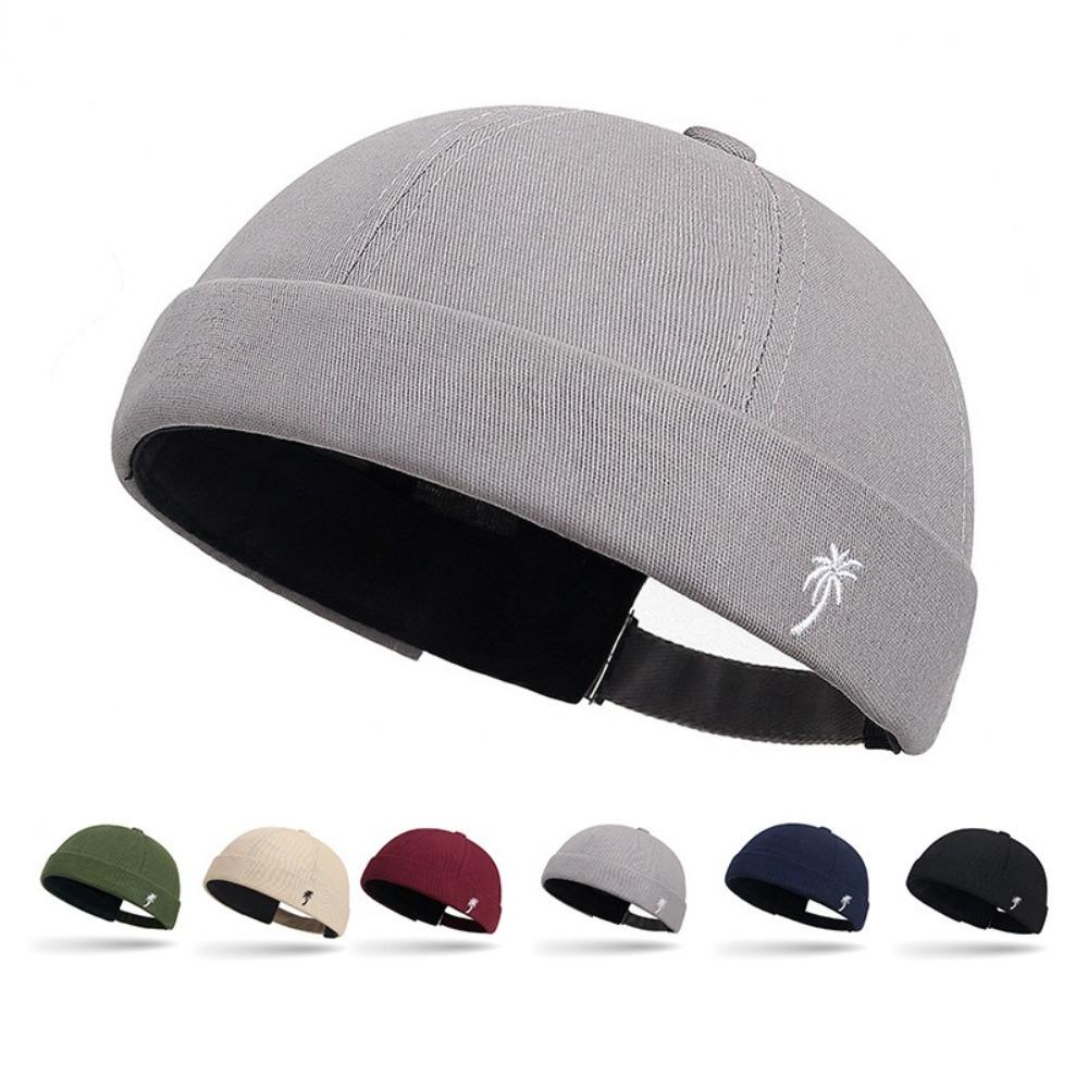 New Embroidery Men'S Beanie Breathable Coconut Tree Tang Caps Thin Style Adjustable Hip Hop Hat Landlord Hat