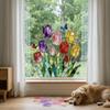 Art Waterproof Tulip Window Decals Removable DIY Butterfly Wall Stickers Self-adhesive Home Decor Tulip Glass Stickers Bedroom