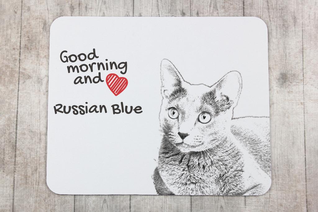 Russian Blue - Art-Dog markasından baskılı mouse pad, kişiselleştirilmiş kedi pad, ofis çalışanı için benzersiz bir alet