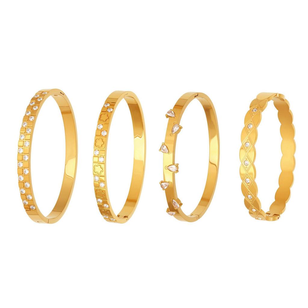 18K Gold-Plated Geometric Zirconia Water Drop Bracelet