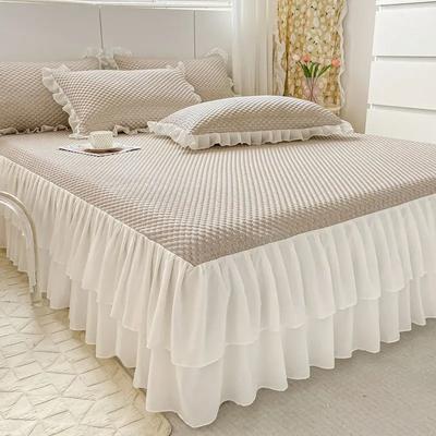 Sommer Neue Bean Ice Silk Kalt Matte 2 stücke/3 stücke Set Bett Rock Prinzessin Stil Maschine Waschbar Nicht-Slip Weiche Matte