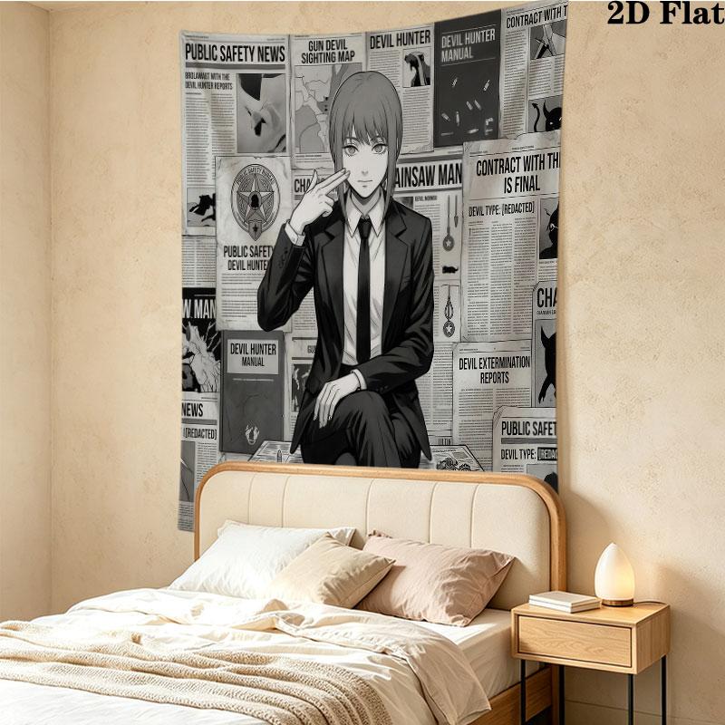 Chainsaw Man Wall Tapestry Aesthetic Wall Hanging Printed Fabric Blanket Decorative Tapestries For Bedroom Living Room Home Decor