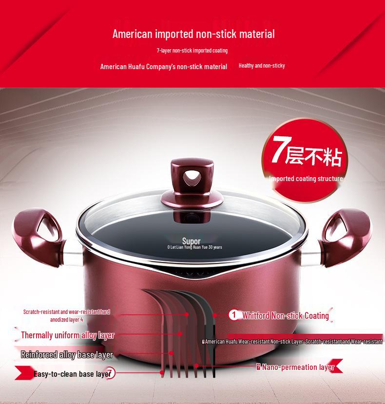 Chui Da Huang Yicai Non-stick Soup Pot for Noodles & Dumplings, Gas & Induction Compatible, Large Capacity for Home Use