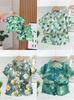 Adorable Boys Hawaiian Floral Shirt And Short Set For Summer Beach Vacation In Soft Cotton