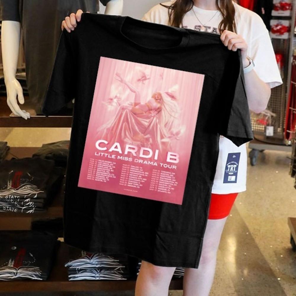 Классическая футболка с коротким рукавом Cardi B, тур 25 Little Miss Drama, мужская S-5XL 22D111, унисекс L