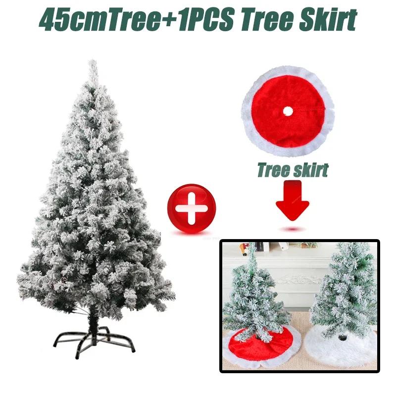 White Christmas Tree with Tree Skirt PVC Simulation Snow Flocked Encrypt Christmas Tree Christmas Party Decorations with Snow