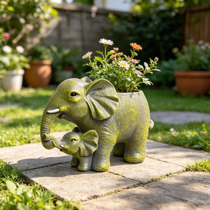 Creative Elephant Plant Pot Resin Garden Decor For Outdoor Yard And Balcony